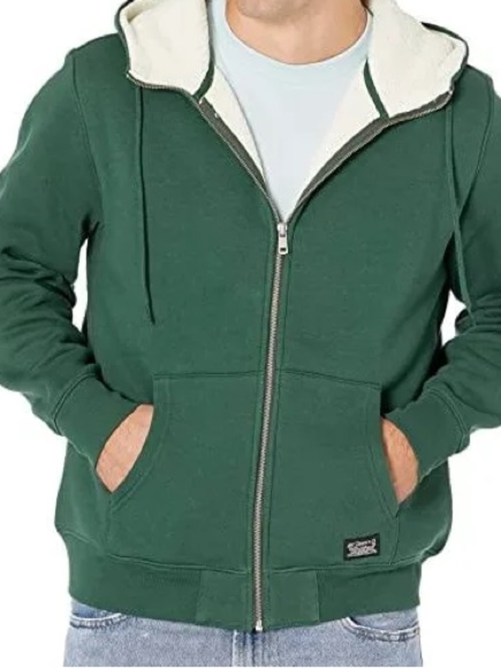 Levi's Dark Green Full-Zip Sherpa-Lined Hoodie